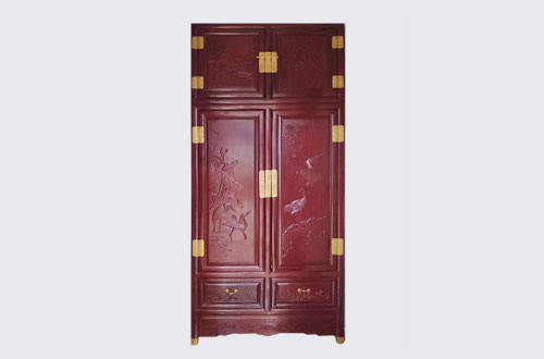合肥高端中式家居装修深红色纯实木衣柜