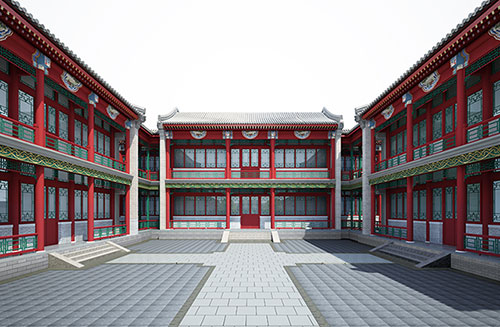 合肥北京四合院设计古建筑鸟瞰图展示